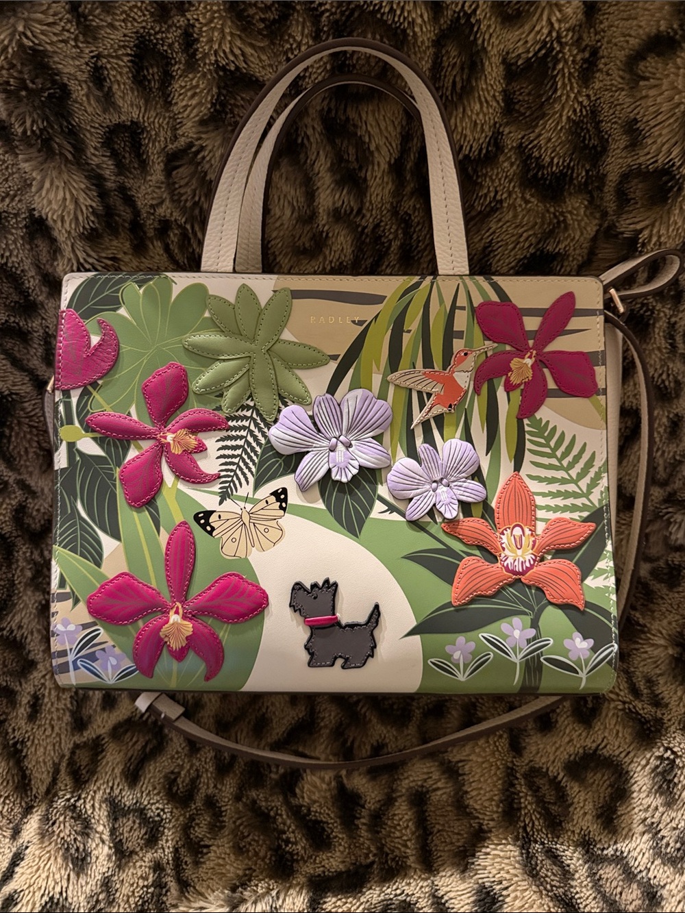 RADLEY LONDON RHS Small Leather Appliqué Ziptop Grab Satchel Bag